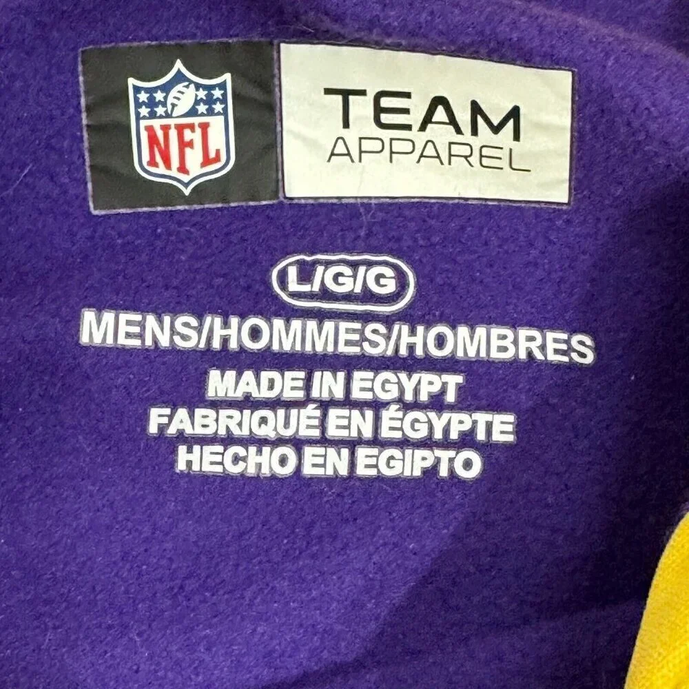 NFL Team Apparel Mens Minnesota Vikings Pullover Long Sleeve Hoodie Purple Large